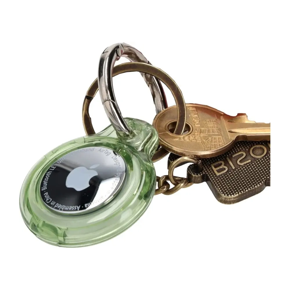 Etui Bizon Case Locator Keychain do Apple AirTag przezroczysto-zielone