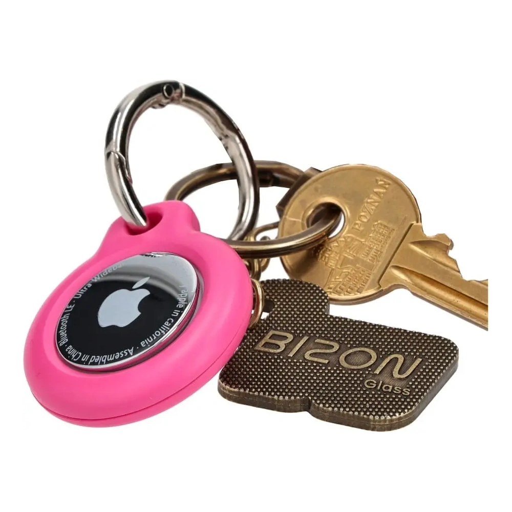 Etui Bizon Case Locator Keychain do Apple AirTag różowe