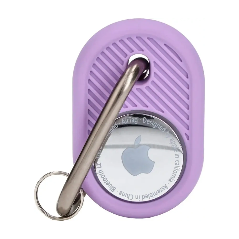 Etui Bizon Case Locator Travel do Apple AirTag fioletowe