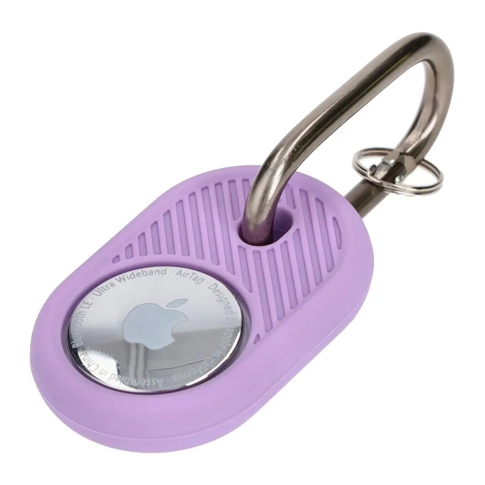 Etui Bizon Case Locator Travel do Apple AirTag fioletowe
