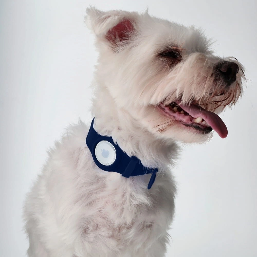 Etui Bizon Case Locator Pets do Apple AirTag granatowe