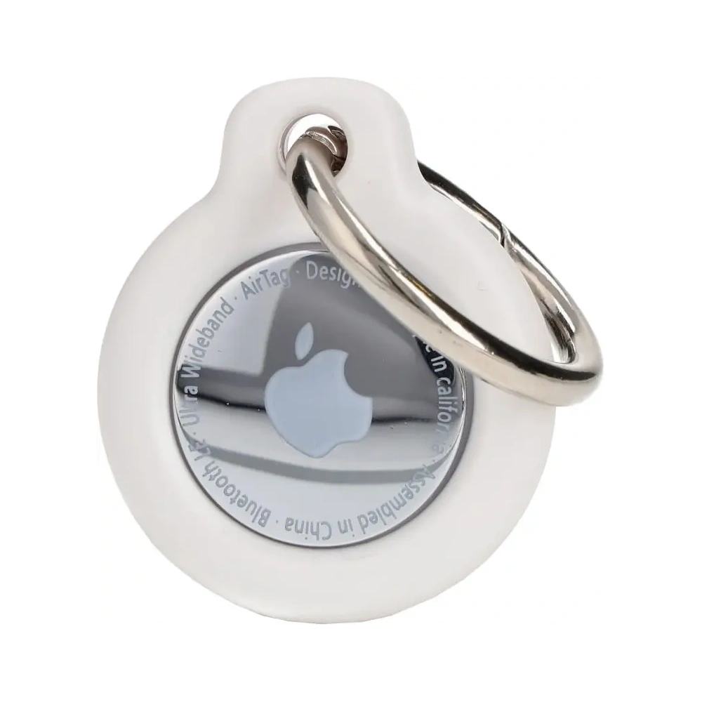 Etui Bizon Case Locator Keychain do Apple AirTag białe