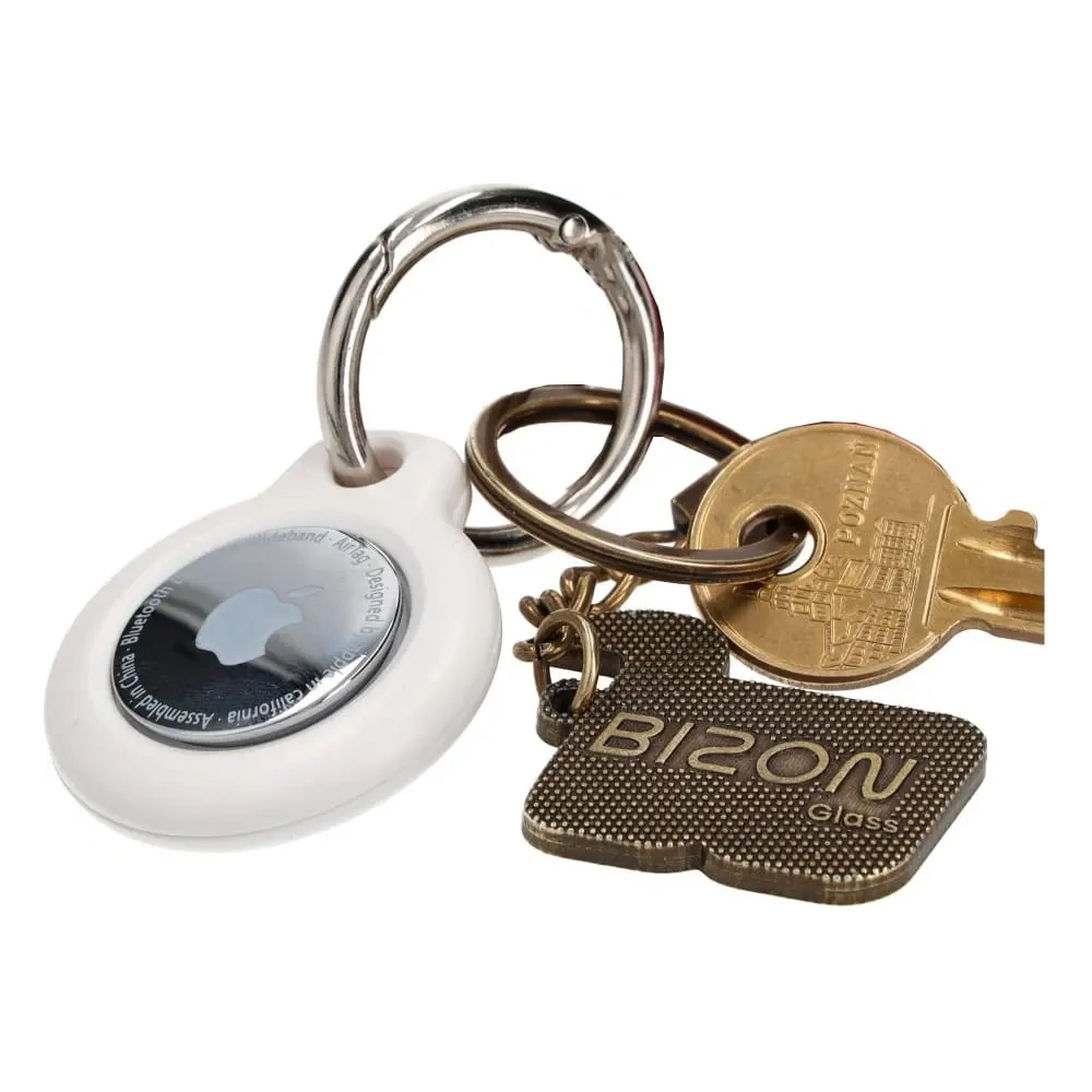 Etui Bizon Case Locator Keychain do Apple AirTag białe
