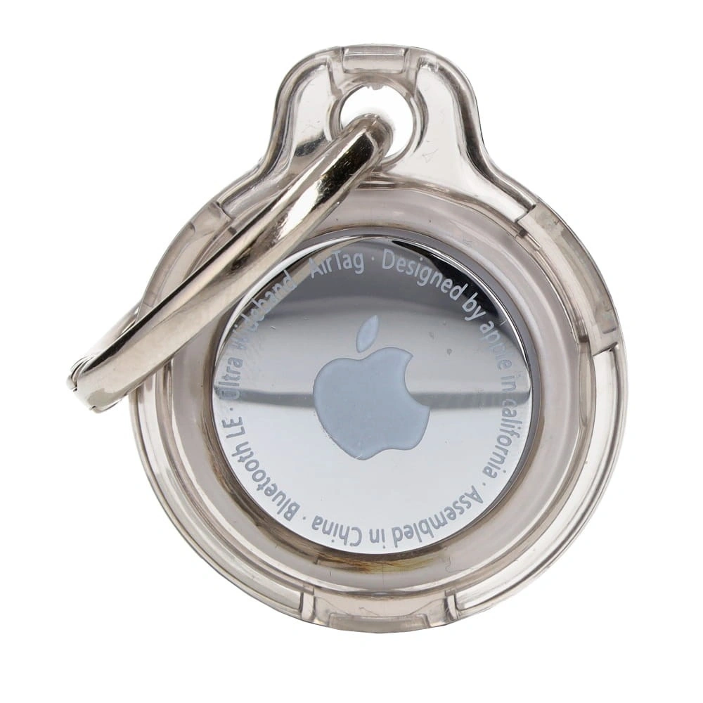 Etui Bizon Case Locator Keychain do Apple AirTag przezroczysto-czarne