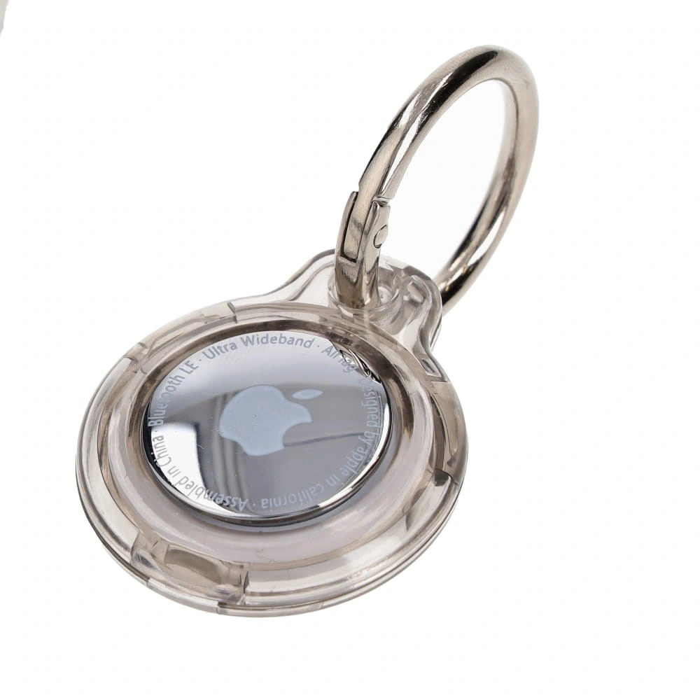 Etui Bizon Case Locator Keychain do Apple AirTag przezroczysto-czarne