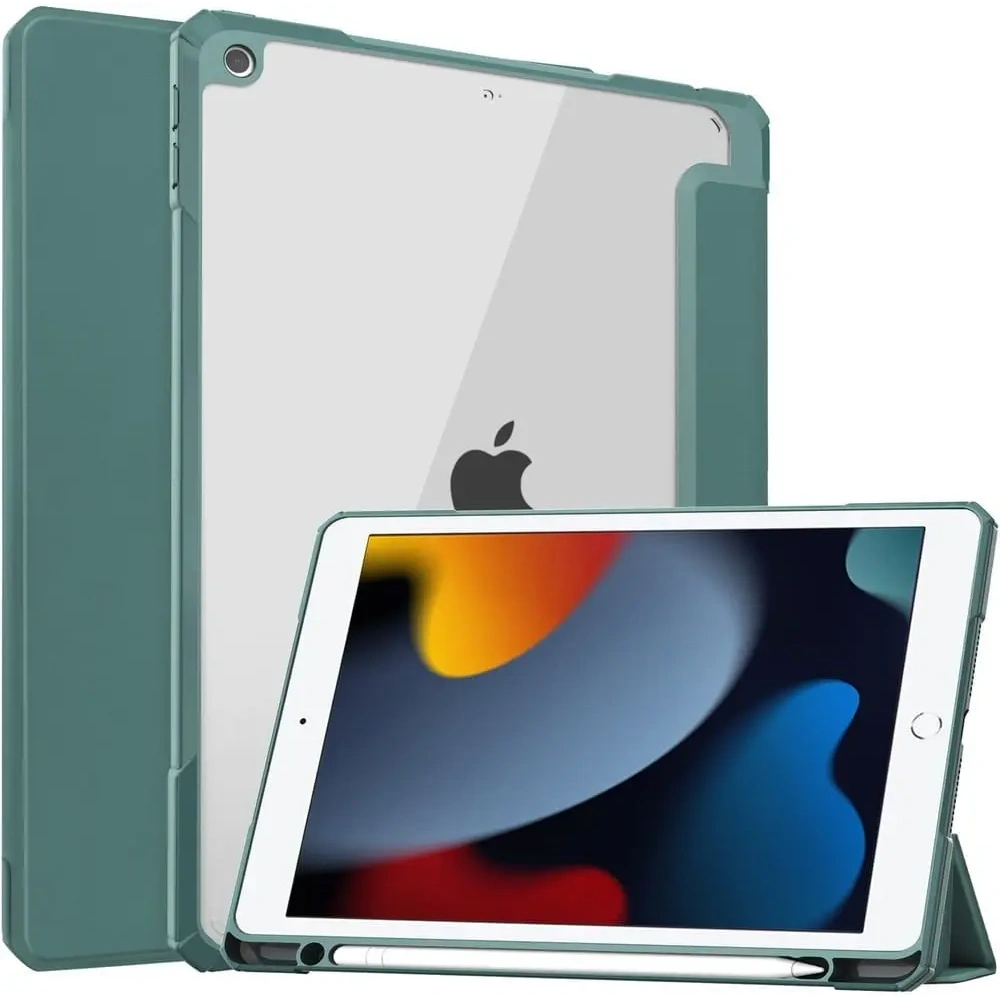 Etui Bizon Case Tab Clear Matt do Apple iPad 9/8/7 10.2 2021/2020/2019 ciemnozielone