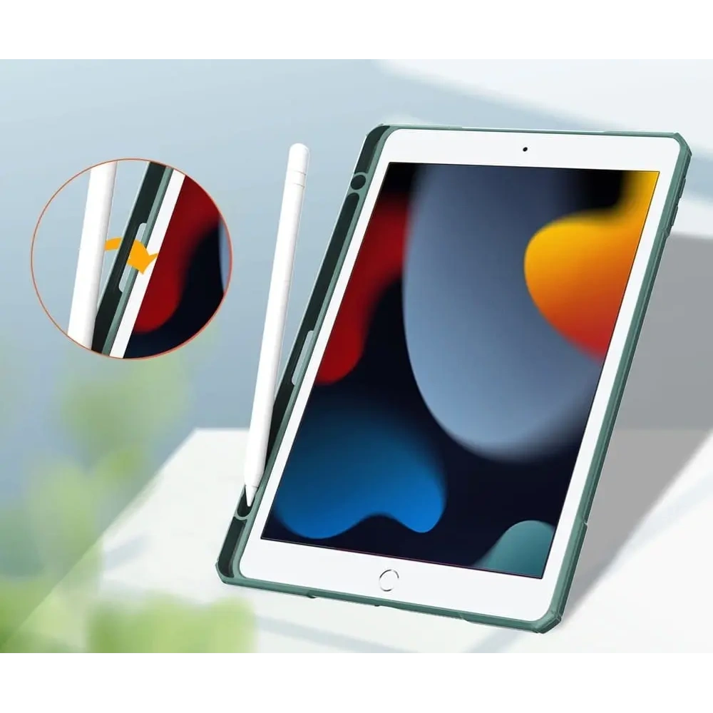 Etui Bizon Case Tab Clear Matt do Apple iPad 9/8/7 10.2 2021/2020/2019 ciemnozielone