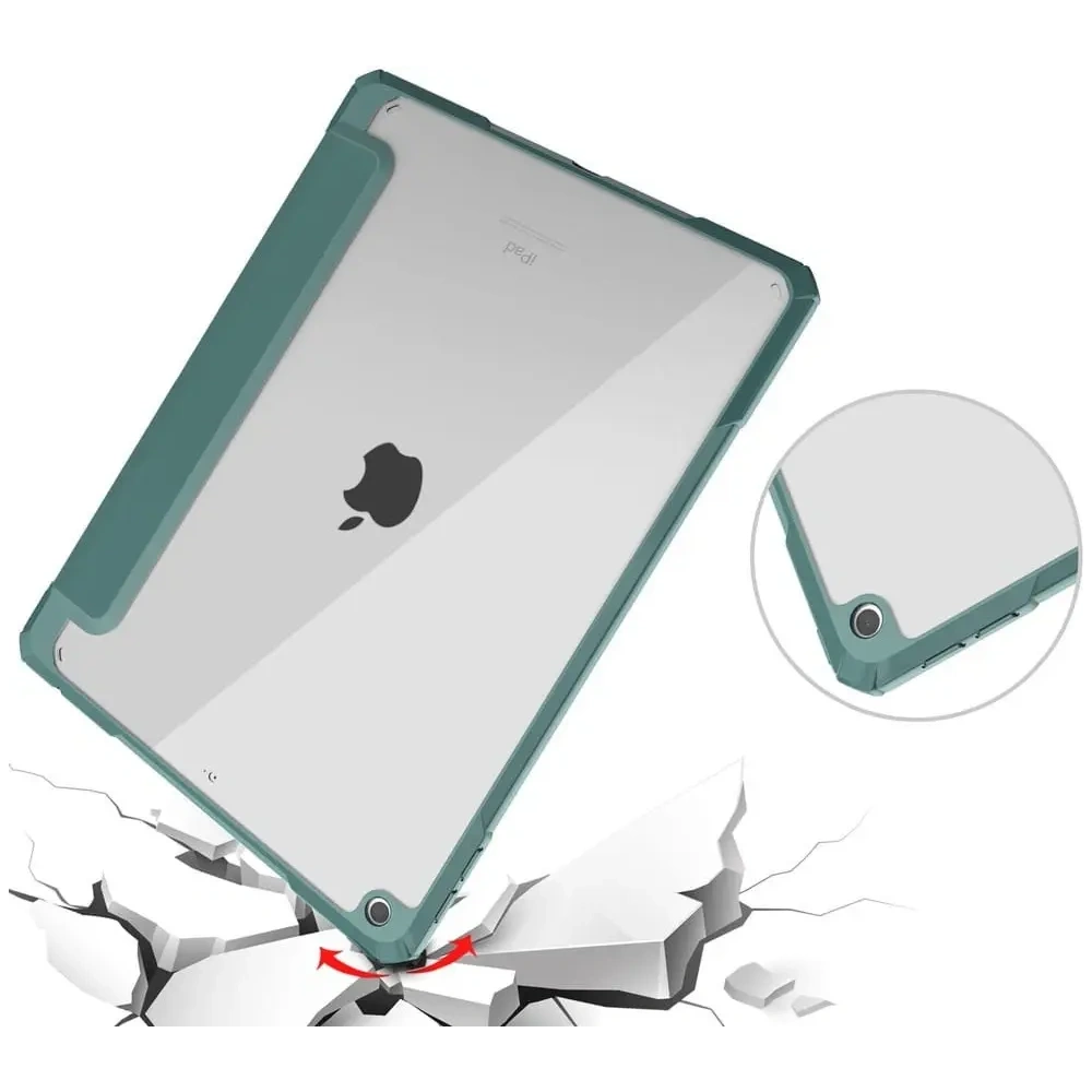 Etui Bizon Case Tab Clear Matt do Apple iPad 9/8/7 10.2 2021/2020/2019 ciemnozielone