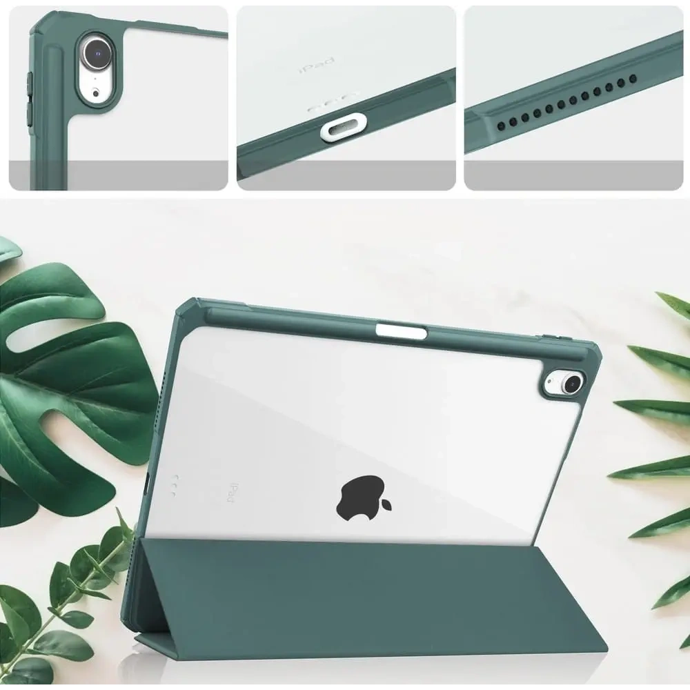 Etui Bizon Case Tab Clear Matt do Apple iPad Air 6 / Air 5 / Air 4 / iPad Pro 11 2018 ciemnozielone