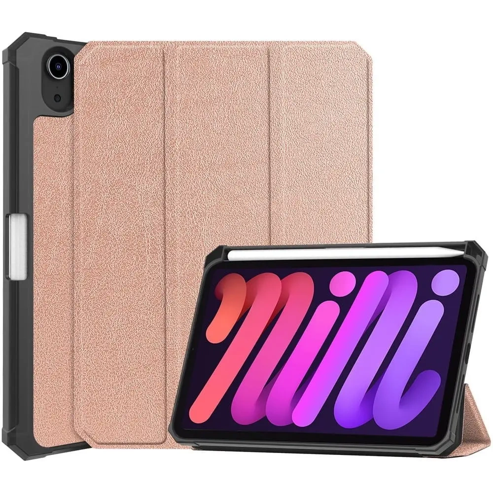 Etui Bizon Case Tab Lizard do Apple iPad Mini (A17 Pro) 2024 / iPad Mini 6 2021 różowozłote