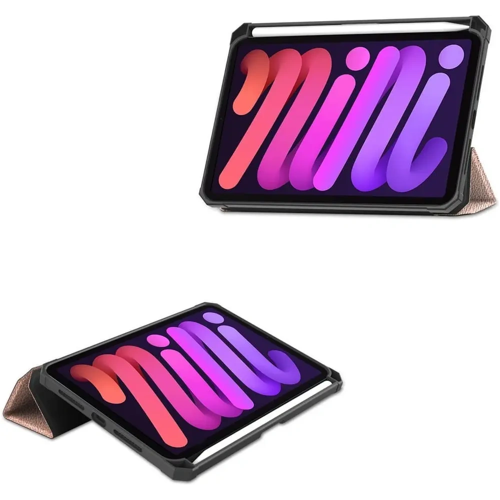 Etui Bizon Case Tab Lizard do Apple iPad Mini (A17 Pro) 2024 / iPad Mini 6 2021 różowozłote