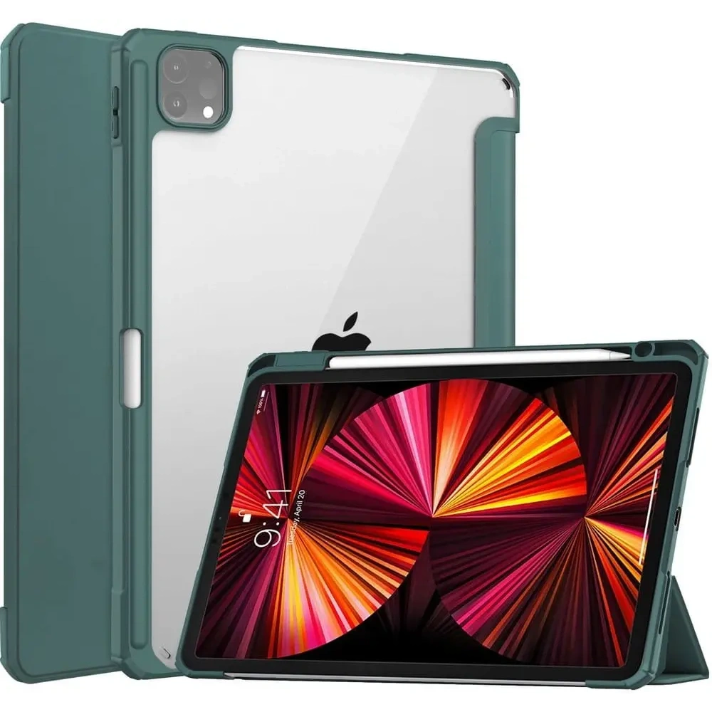 Etui Bizon Case Tab Clear Matt do Apple iPad Pro 11 2022/2021/2020/2018 ciemnozielone