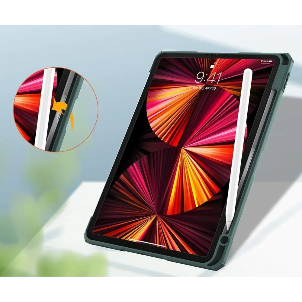 Etui Bizon Case Tab Clear Matt do Apple iPad Pro 11 2022/2021/2020/2018 ciemnozielone