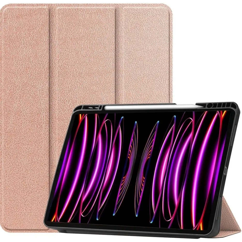 Etui Bizon Case Tab Lizard do Apple iPad Pro 12.9 2022/2021/2020/2018 różowozłote