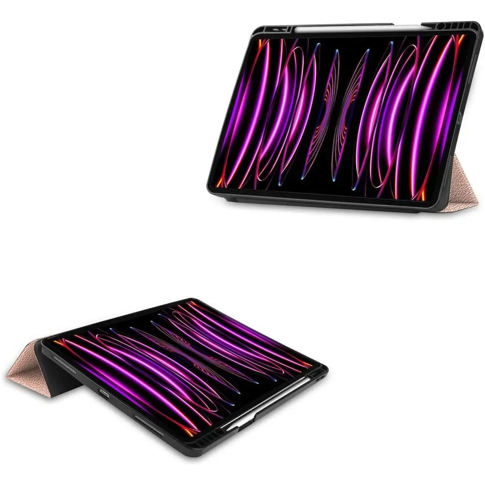 Etui Bizon Case Tab Lizard do Apple iPad Pro 12.9 2022/2021/2020/2018 różowozłote