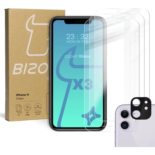Kup Bizon Glass Átlátszó edzett üveg - 3 db. + lencse üveg Apple iPhone 11 - BIZ93 - {ean13} - Sklep Home Screen