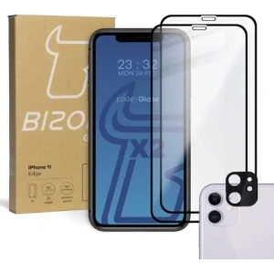 Kup Tvrzené sklo Bizon Glass Edge CF - [2 PACK] + ochrana na objektiv Apple iPhone 11 černé - BIZ95 - {ean13} - Sklep Home Screen