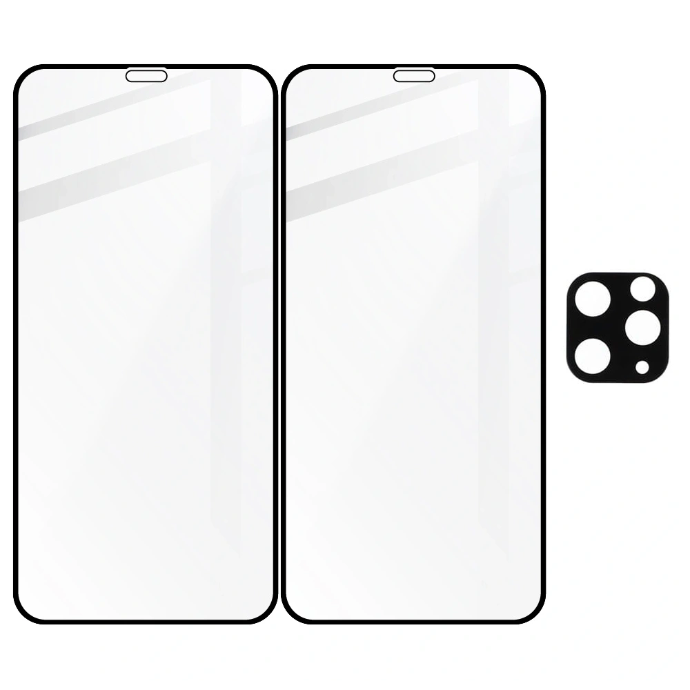 Szkło hartowane Bizon Glass Edge - [2 PACK] + ochrona na obiektyw Apple iPhone 11 Pro czarne