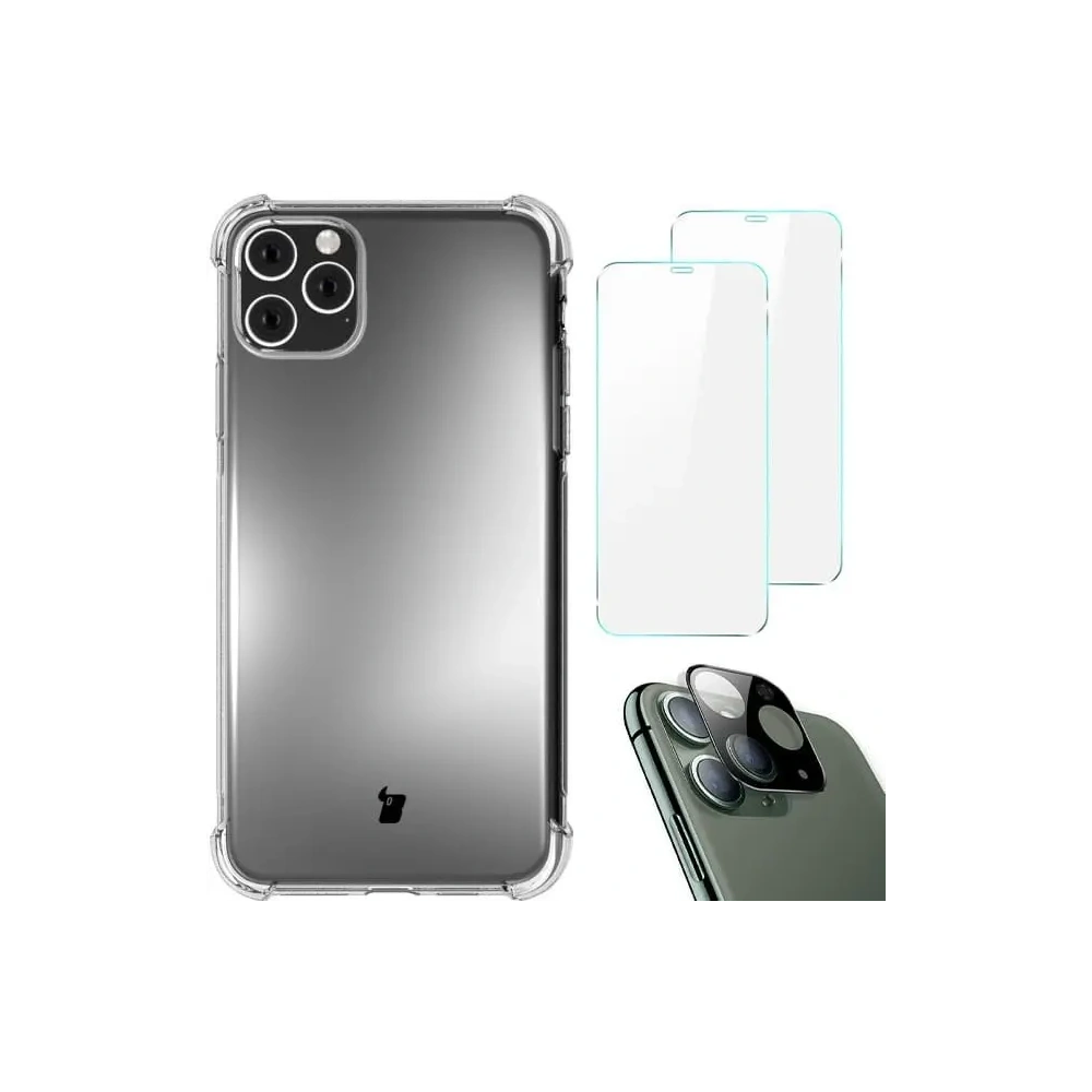 Etui + 2x szkło na ekran + obiektyw Bizon Case Clear Pack do Apple iPhone 11 Pro przezroczyste