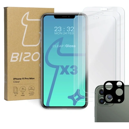 Buy Bizon Glass Clear tempered glass - 3 pcs. + lens glass Apple iPhone 11 Pro Max - BIZ107 - {ean13} - Home Screen Store Europe