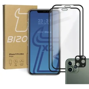 Buy Bizon Glass Edge CF tempered glass - [2 PACK] + lens protection Apple iPhone 11 Pro Max black - BIZ109 - {ean13} - Home Screen Store Europe