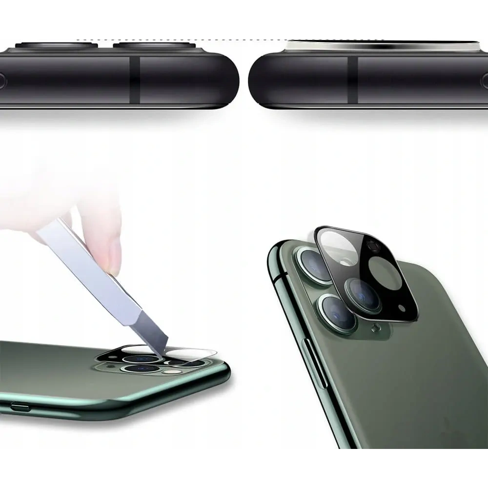 Szkło hartowane Bizon Glass Edge CF - [2 PACK] + ochrona na obiektyw Apple iPhone 11 Pro Max czarne