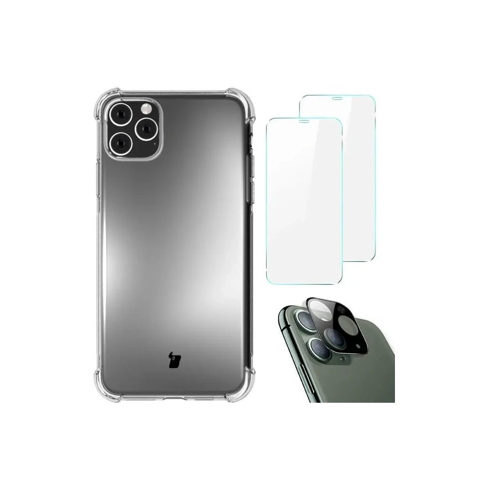 Etui + 2x szkło na ekran + obiektyw Bizon Case Clear Pack do Apple iPhone 11 Pro Max przezroczyste