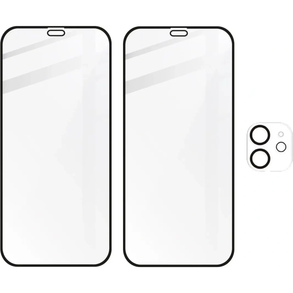 Szkło hartowane Bizon Glass Edge CF - [2 PACK] + ochrona na obiektyw Apple iPhone 12 czarne