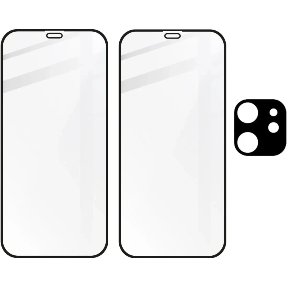 Szkło hartowane Bizon Glass Edge CF - [2 PACK] + ochrona na obiektyw Apple iPhone 12 Mini czarne