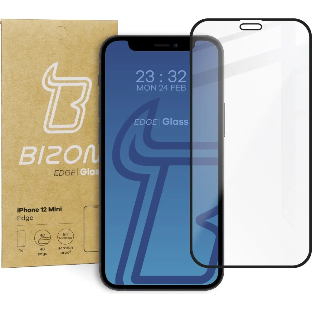 Szkło hartowane Bizon Glass Edge do Apple iPhone 12 Mini czarne
