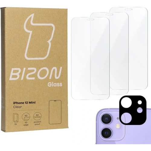 Kup Bizon üveg Átlátszó edzett üveg - 3 db. + lencse üveg Apple iPhone 12 Mini - BIZ121 - {ean13} - Sklep Home Screen
