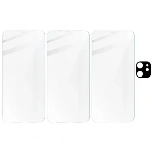 Kup Bizon Glas Klarglas gehärtetes Glas - 3 Stück + Linsenglas Apple iPhone 12 Mini - BIZ121 - {ean13} - Sklep Home Screen