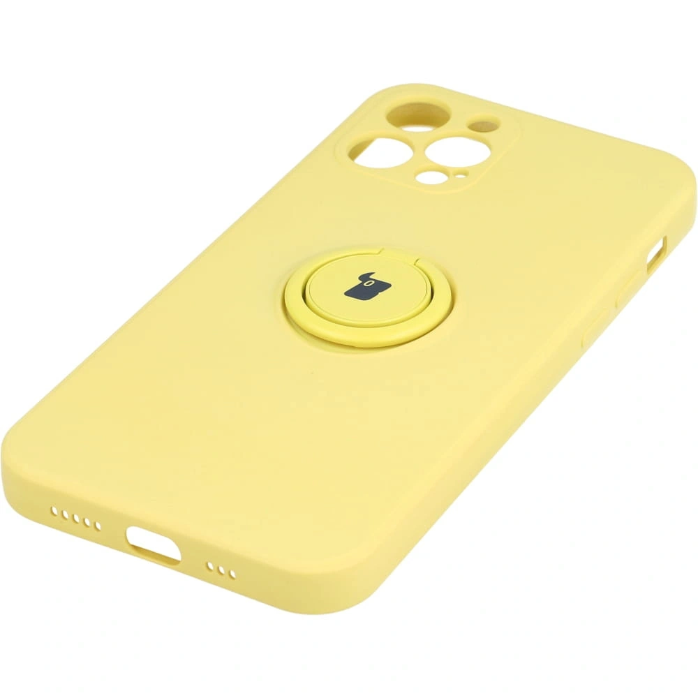 Etui Bizon Case Silicone Ring do Apple iPhone 12 Pro żółte