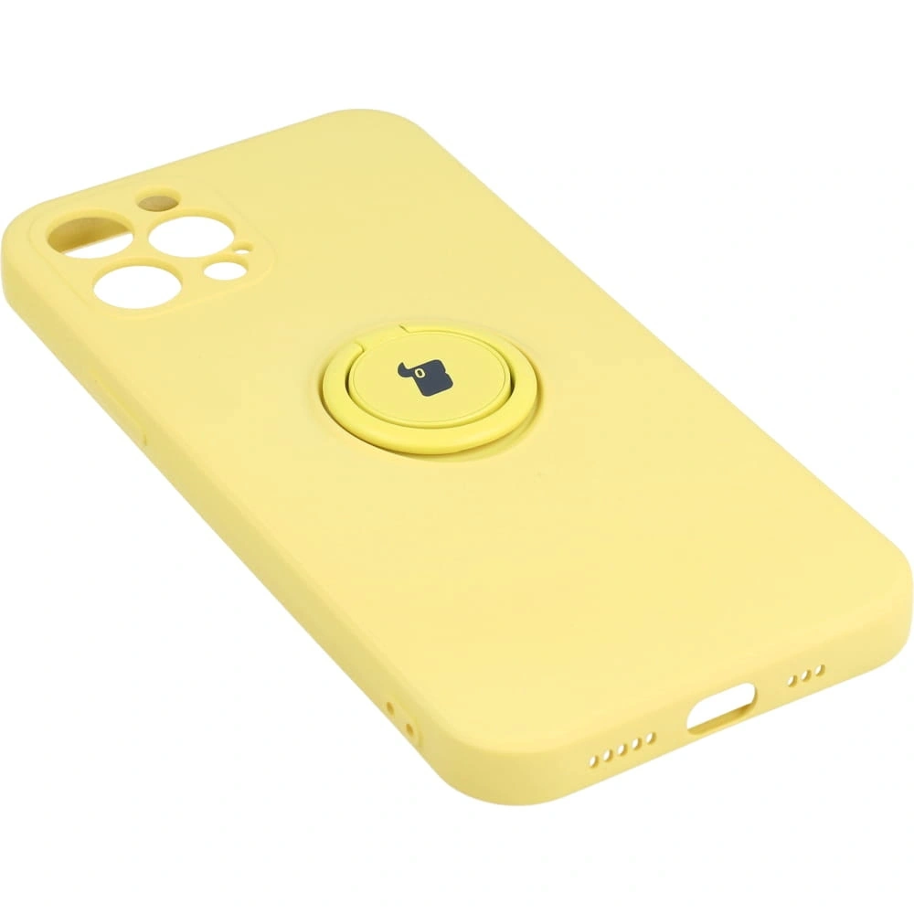 Etui Bizon Case Silicone Ring do Apple iPhone 12 Pro żółte