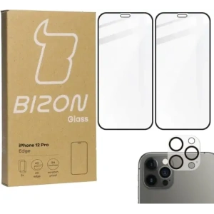 Buy Bizon Glass Edge CF tempered glass - [2 PACK] + lens protection Apple iPhone 12 Pro black - BIZ127 - {ean13} - Home Screen Store Europe