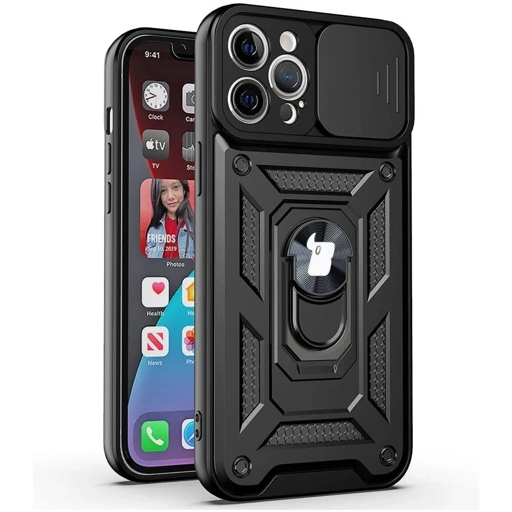 Etui Bizon Case CamShield Ring do Apple iPhone 12 Pro Max czarne