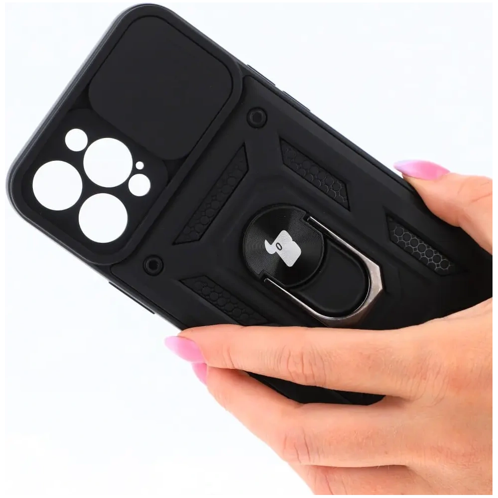 Etui Bizon Case CamShield Ring do Apple iPhone 12 Pro Max czarne