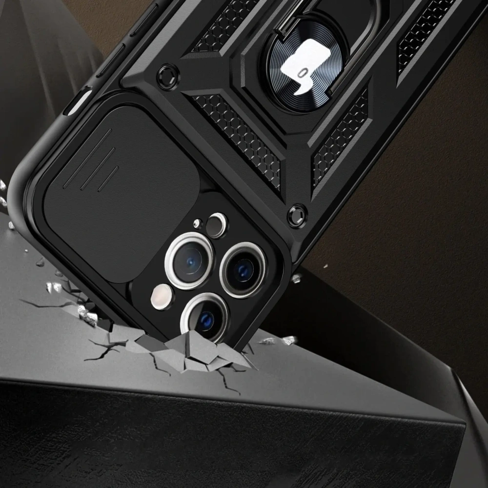 Etui Bizon Case CamShield Ring do Apple iPhone 12 Pro Max czarne
