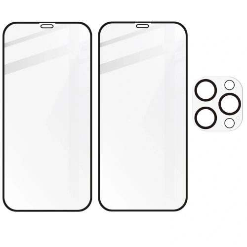 Kup Bizon Glass Edge CF gehärtetes Glas - [2 PACK] + Objektivschutz Apple iPhone 12 Pro Max schwarz - BIZ134 - {ean13} - Sklep Home Screen