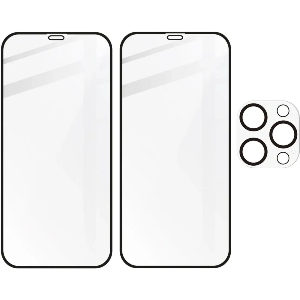 Szkło hartowane Bizon Glass Edge CF - [2 PACK] + ochrona na obiektyw Apple iPhone 12 Pro Max czarne