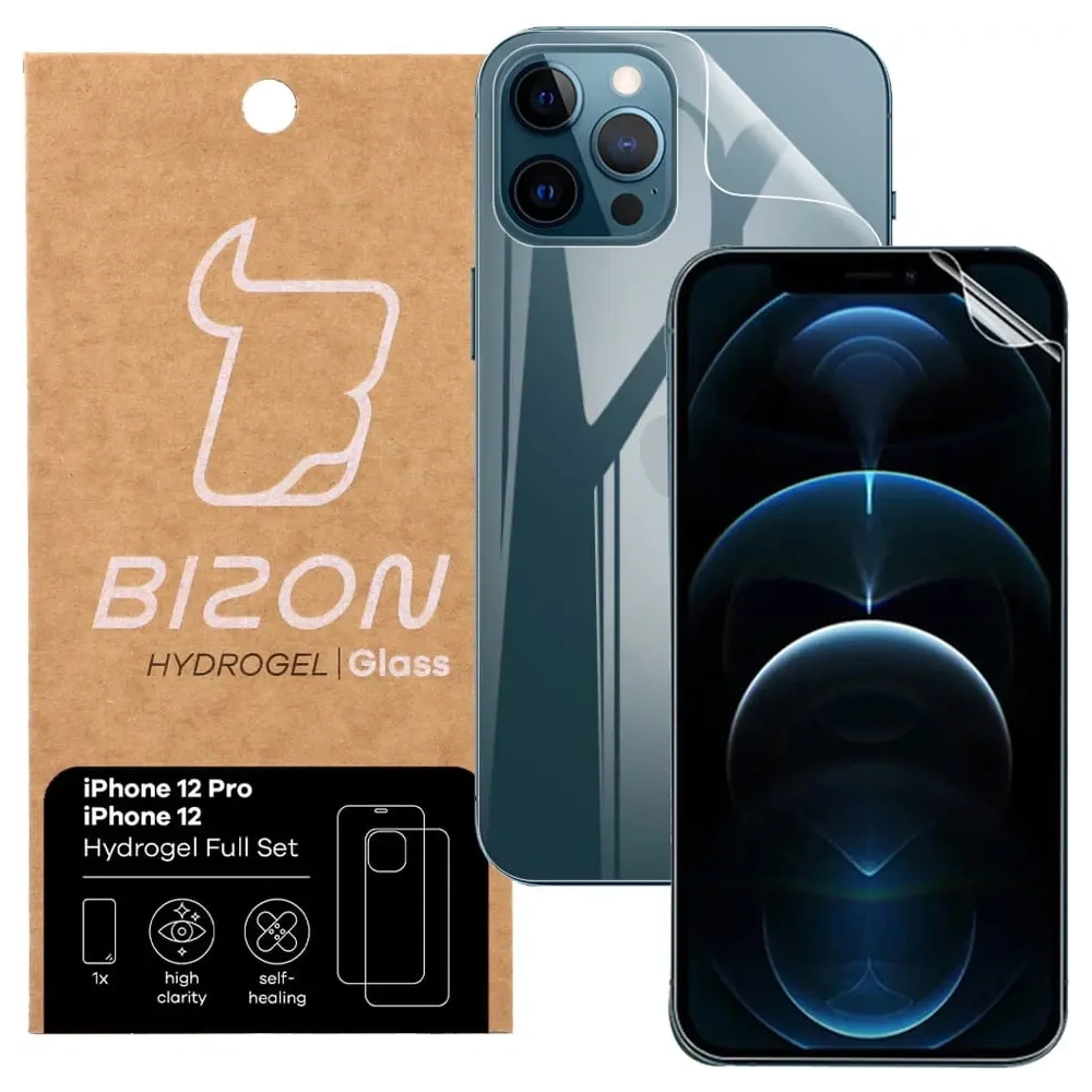 Folia hydrożelowa na tył i przód Bizon Glass Hydrogel Apple iPhone 12 / 12 Pro
