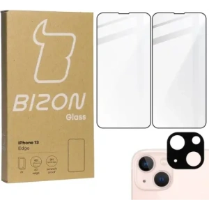 Kup Szkło hartowane Bizon Glass Edge - [2 PACK] + ochrona na obiektyw Apple iPhone 13 czarne - BIZ150 - {ean13} - Sklep Home Screen