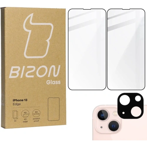 Kup Szkło hartowane Bizon Glass Edge - [2 PACK] + ochrona na obiektyw Apple iPhone 13 czarne - BIZ150 - {ean13} - Sklep Home Screen