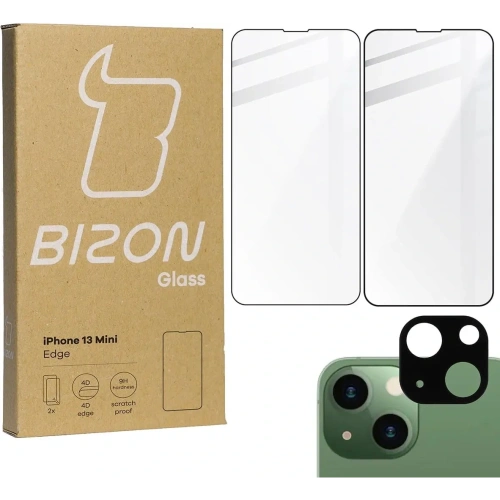 Kup Bizon Glass Edge edzett üveg - [2 CSOMAG] + lencsevédelem Apple iPhone 13 Mini fekete - BIZ153 - {ean13} - Sklep Home Screen