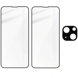 Kup Bizon Glass Edge gehärtetes Glas - [2 PACK] + Linsenschutz Apple iPhone 13 Mini schwarz - BIZ153 - {ean13} - Sklep Home Screen