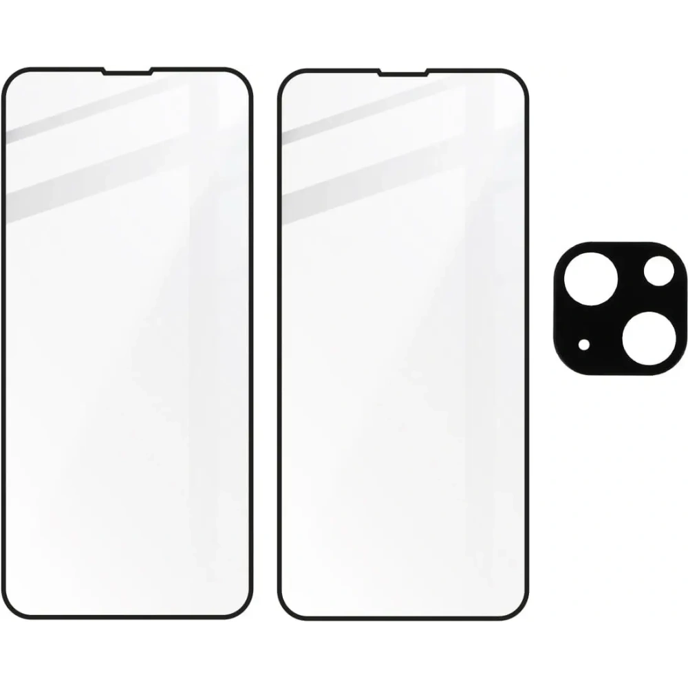 Szkło hartowane Bizon Glass Edge - [2 PACK] + ochrona na obiektyw Apple iPhone 13 Mini czarne
