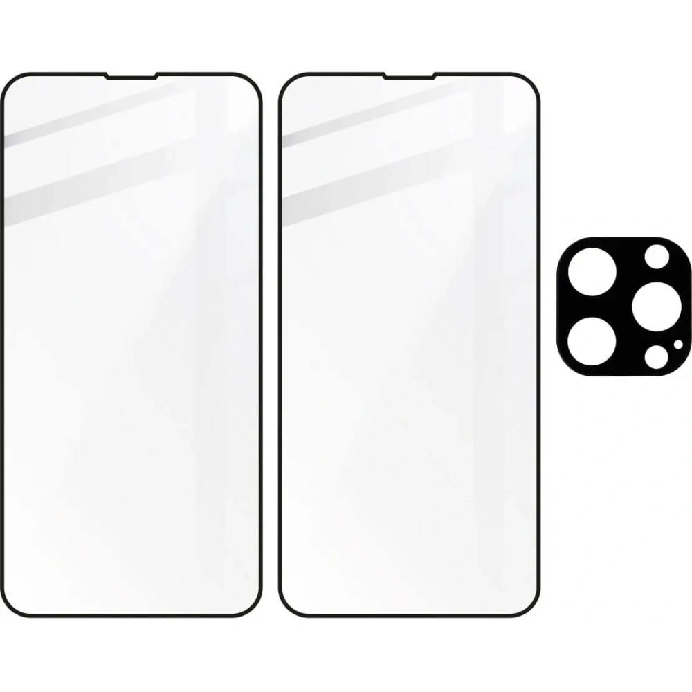 Szkło hartowane Bizon Glass Edge - [2 PACK] + ochrona na obiektyw Apple iPhone 13 Pro czarne