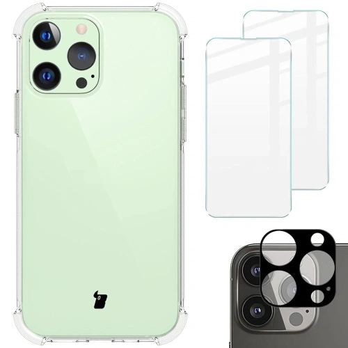 Kup Etui + 2x szkło na ekran + obiektyw Bizon Case Clear Pack do Apple iPhone 13 Pro przezroczyste - BIZ161 - {ean13} - Sklep Home Screen