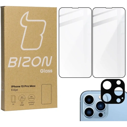 Buy Bizon Glass Edge tempered glass - [2 PACK] + lens protection Apple iPhone 13 Pro Max black - BIZ175 - {ean13} - Home Screen Store Europe