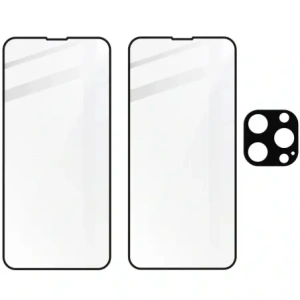 Kup Bizon Glass Edge edzett üveg - [2 CSOMAG] + lencsevédő Apple iPhone 13 Pro Max fekete - BIZ175 - {ean13} - Sklep Home Screen